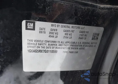 2016 Cadillac Ats Standard из США, поврежденный, VIN 1G6AG5RX7G0110599